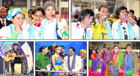 Medal winners in the womens and mens