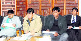 DM R Meenakshi Sundaram (left) and SSP Sanjay Gunjiyal review the preparations for the zila panchayat polls in Haridwar on Wednesday