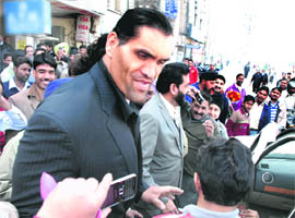 The Great Khali makes his first public appearance in Jalandhar on Wednesday after his participation in reality TV show Bigg Boss.