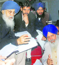 Punjab Chief Minister Parkash Singh Badal at a sangat darshan programme in Mohali on Wednesday.