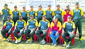 The Sri Lankan Port Authority team poses for a photo in Mussoorie on Thursday.