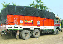 A file photo of a truckload of wheat intercepted by the police at Kalanwali in Sirsa