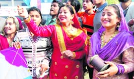 Students of Shahzada Nand College fly kites to mark Lohri celebrations in Amritsar.