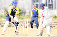 A match of the Shyam Dutt Memorial Cricket Tournament in progress in Dehradun 