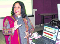 Chairperson of the Kanya Jeevan Dayini Society Dr Geeta Balodi addresses a seminar in Dehradun on Saturday