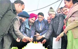 Narinder Kashyap, in charge, BSP, Punjab, along with party workers cut a cake on the birthday of Mayawati in Jalandhar on Saturday.