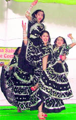 Girls perform during the Sahodaya Folk Dance Competition in Ludhiana on Saturday