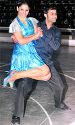 A couple performs at the Chandigarh Dance Sport Championship at Sector 10, Chandigarh, on Sunday