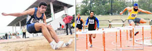 Participants in action during the 31st PSPB Inter-Unit Athletics Meet at the Tau Devi Lal Stadium in Panchkula on Monday. 