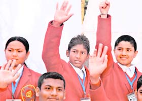 Children honoured with National Bravery Awards 2010 during a press conference in New Delhi on Monday.