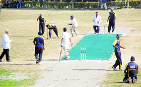 A match of the Shyam Dutt Joshi Memorial Uttarakhand-Sri Lanka Cup between Sri Lanka Port Authority and Graphic Era University in progress in Dehradun on Tuesday