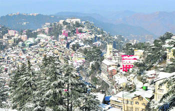 A panoramic view after a fresh snowfall in Shimla