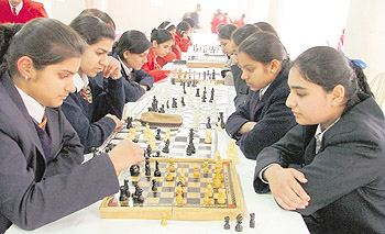 Students take part in the Ludhiana Sahodaya Schools Complex Chess Championship at KVM, Ludhiana.