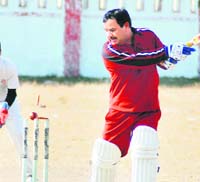 Harak Singh Rawat, Leader of Opposition in the Uttarakhand Assembly, being clean bowled during a match in Dehradun on Wednesday. 