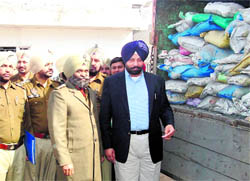 Stolen truck recovered by the police at Mandi Gobindgarh on Wednesday