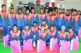 Players with their sports kits given by the SAI Training Centre in Ludhiana