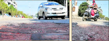 These dilapidated roads have caused a number of accidents at Model Town in Ludhiana