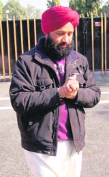 Lakhbir Singh returns dejected from Punjab Raj Bhawan, Chandigarh, on Thursday.
