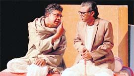 Artistes perform the play Tamar Patra at the Tagore Theatre in Chandigarh on Thursday.
