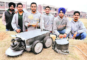 Six students of the UIET, PU, who won the War of Robots at IIT-Bombay.