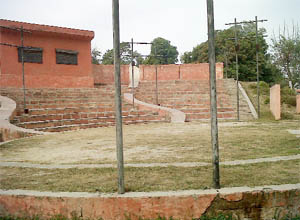 The open air theatre in the Rose Garden, Bathinda, is in a state of neglect with a worn-out structure and rusted lighting system.