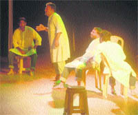 Artistes stage a play at the Tagore Theatre in Sector 18, Chandigarh.