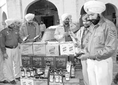 Liquor cartons that were seized by the Rajpura Police while being smuggled from Chandigarh 