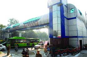 The newly inaugurated foot overbridge at Wazirpur in New Delhi on Saturday.