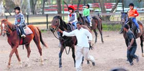 Participants during the UT Inter-School Horse Riding Championship near Sukhna Lake