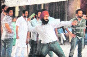 A video grab of a clash between student leaders on the PU campus