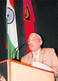 Justice Swantantar Kumar of the Supreme Court of India addresses participants on Asia Parliamentary Debate Championship: The Pitch 2011 at the Army Institute of Law, Sector 68, Mohali