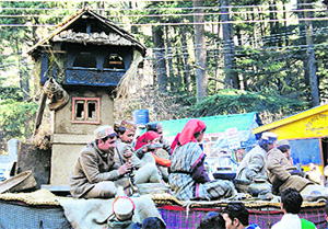 A tableau during the cultural procession on the opening day of the winter carnival in Manali on Sunday.