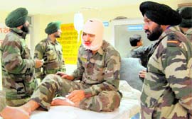 FD Khan, whose jaw got fractured in the explosion, at the DMC Hospital in Ludhiana on Sunday.