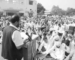 A political function being held at the official residence of Ghanaur MLA Madan Lal Jalalpur in Patiala a few months back.
