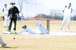 The match between DAV-15 and DAV, Amritsar, in progress at DAV School, Sector 8, Chandigarh on Monday.