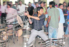 A file photo of student violence at the university coffee house on September 3, 2010, the day of student elections.