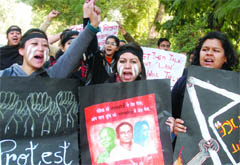 Students at the protest march