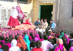The street play Kamla being staged in a village in Karnal.