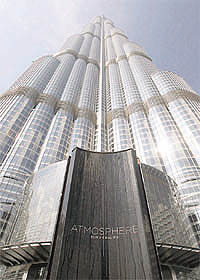The tallest tower in the world is seen during the opening of 'At.Mosphere', the world's highest restaurant in the Burj Khalifa in Dubai on Sunday.