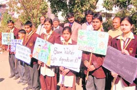 Students of Will Field School take out a rally against pollution in Dehradun