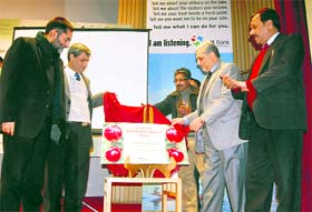 JK Bank officials at the re-launch of the Apple Advance Scheme in Srinagar.