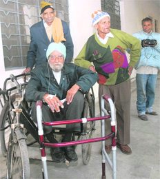 Inmates of the Apahaj Ashram in Jalandhar. Tribune photo: Malkiat Singh