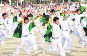 Schoolchildren perform to Jai Ho at BHEL in Haridwar