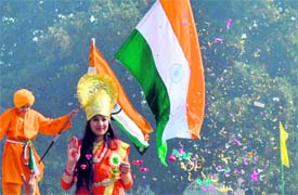 A tableau being taken out during Republic Day celebrations in Ludhiana on Wednesday.