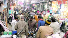 A view of the electrical market in Sadar Bazar.