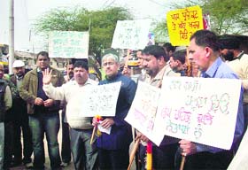 Residents protest against the municipal council in Nangal