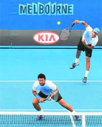 Teaming up again after long years of separation, Leander Paes (front) and Mahesh Bhupathy showed they were still a force to reckon with