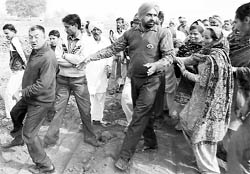 Residents up in arms against officials of an educational institute at Sanoli village on Saturday