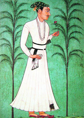 A princely figure, standing. Pahari. From