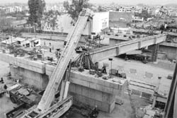 The construction of railway overbridge in progress on the Zirakpur-Panchkula highway. 